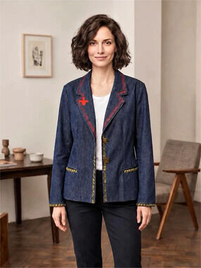 Embroidered Denim Jacket Like New